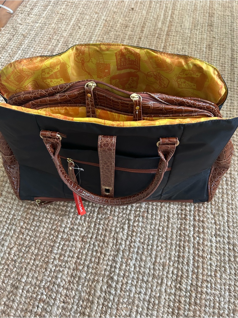 Black and Brown Croc-Trim Satchel - Picture 4 of 5